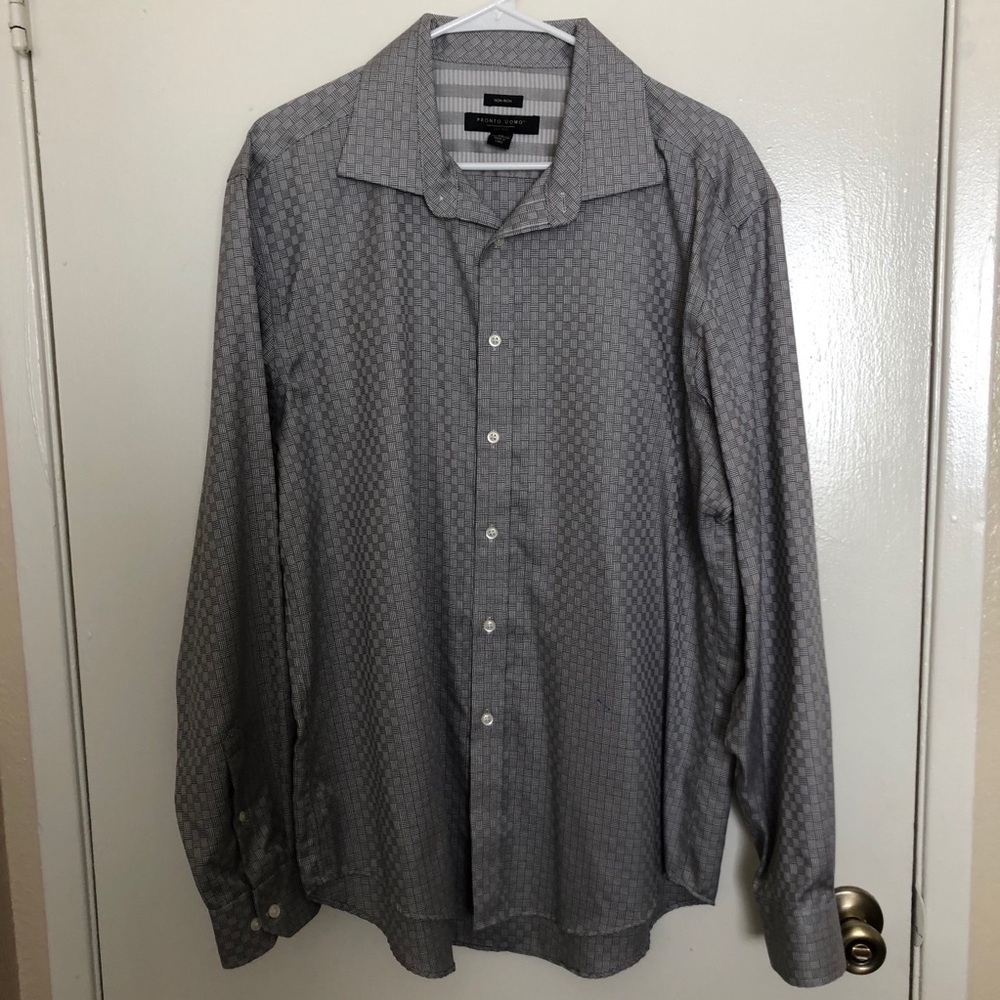 Pronto Uomo Non-Iron Black & Gray Shirt XL